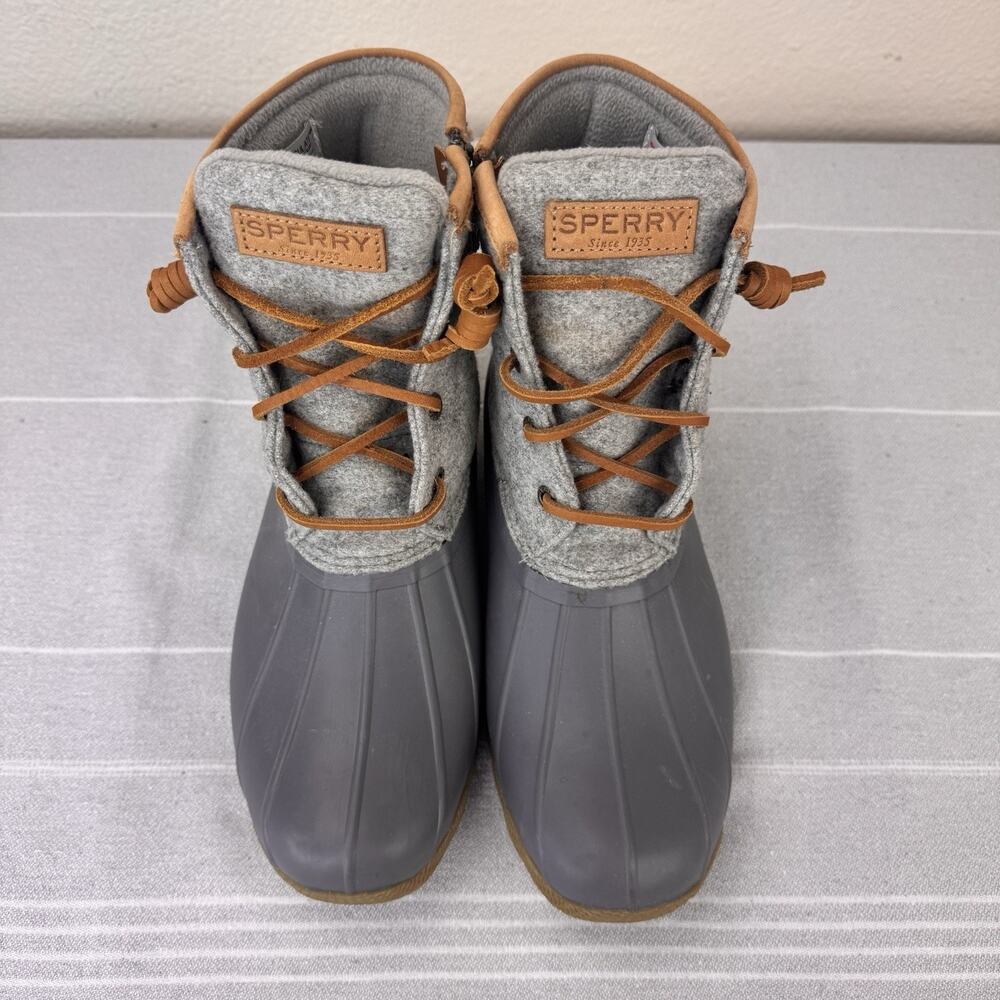 Sperry Top-Sider Saltwater Wool Embossed Waterproof Duck Boots STS82475 Gray 7.5 - Picture 10 of 15